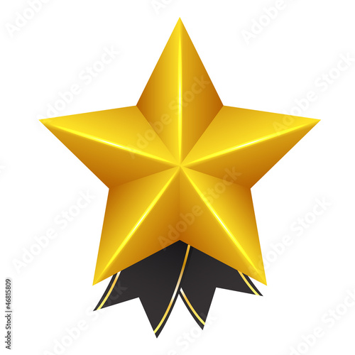 Vector: Golden Star with Bow Golden Star with Bow