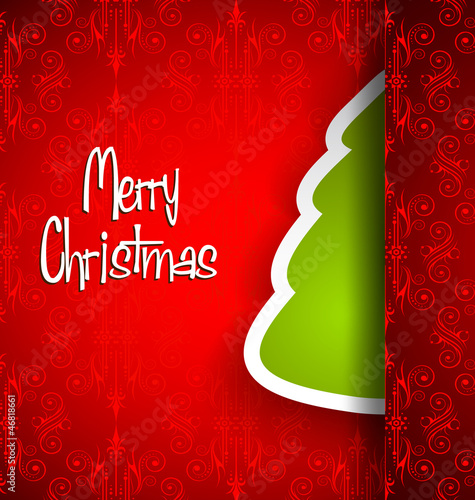 Vector: Elegant Classic Christmas flyer with half tree Elegant Classic Christmas flyer with half tree