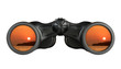 Binoculars with reflection of sunset in lenses