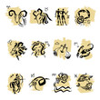 Horoscope Zodiac  Star signs, vector set.