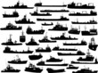 Set of 38 (thirty eight) silhouettes of sea ships