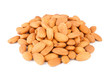 A handful of dried almonds isolated on white background