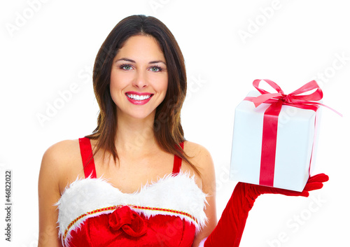 Photo: Santa helper Christmas girl with a presents. Santa helper Christmas girl with a presents.