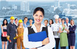 Business woman  and group of workers people.