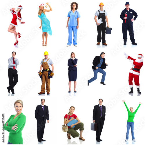 Photo: Group of workers people set. Group of workers people set.