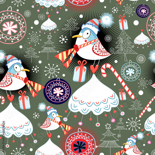 Vector: winter texture of the birds and the trees winter texture of the birds and the trees