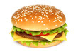 Photo: Big hamburger on white background Big hamburger on white background