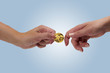 Woman holding coin panda