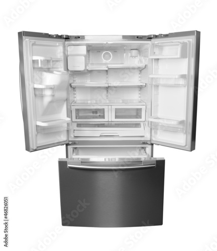 Photo: Empty fridge. Isolated Empty fridge. Isolated