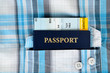 passport,and boarding pass in a pocket of shirt