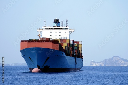 Photo: Big container ship anchored in Naples; Italy. Big container ship anchored in Naples; Italy.