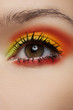 Macro of beautiful female eye with bright fashion make-up