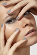 Photo: Glamour model face with silver make-up & manicure Glamour model face with silver make-up & manicure