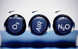 Foto: Air, oxygen, nitrous oxide - medical gases. concept. Air, oxygen, nitrous oxide - medical gases. concept.