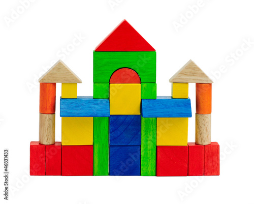 Photo: Colorful toy bricks children enjoy to build a castle or tower Colorful toy bricks children enjoy to build a castle or tower