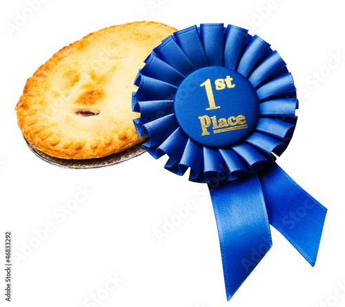 Photo: Pie with winning badge Pie with winning badge