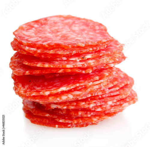 Photo: tasty sausage, isolated on white tasty sausage, isolated on white