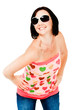 Smiling woman wearing sunglasses
