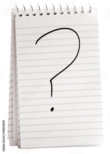 Photo: Question mark on spiral notebook Question mark on spiral notebook