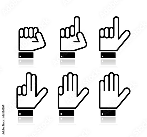 Vector: Counting hand signs - vector isolated on white Counting hand signs - vector isolated on white