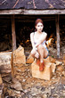 Beautiful young Asian woman wearing blue short jean