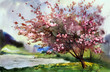 Watercolor painting landscape