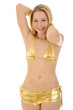Junge Frau in goldenem Bikini