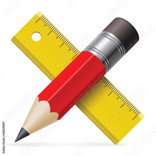 Vector: Pencil, ruler Pencil, ruler