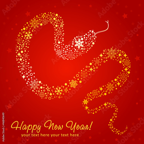 Vector: Stylized chinese New Year card of Snake made of snowflakes Stylized chinese New Year card of Snake made of snowflakes