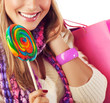 Woman eating sweet candy