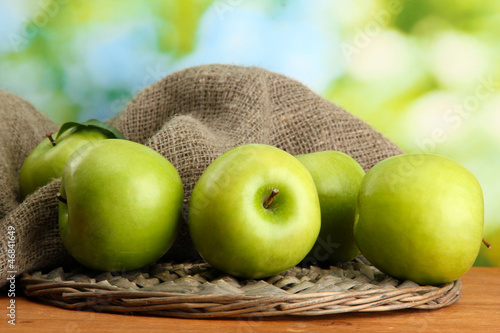 Photo: Ripe green apples with leaves Ripe green apples with leaves