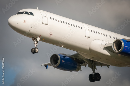 Photo: unmarked passenger jet about to land unmarked passenger jet about to land