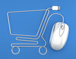 Online shopping, White mouse in the shape of a shopping cart