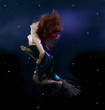  witch flying on broom