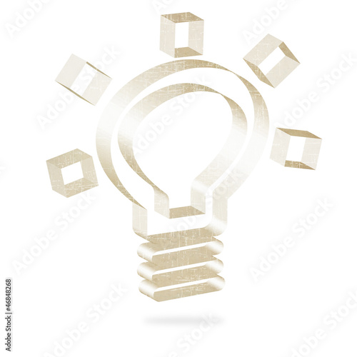 Illustration: Bulb light icon of old paper Bulb light icon of old paper