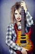 Style girl with guitar.
