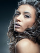 Portrait of young woman with snow make-up. Christmas snow queen