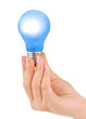 Hand with blue lamp