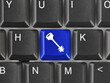 Photo: Computer keyboard with security key Computer keyboard with security key