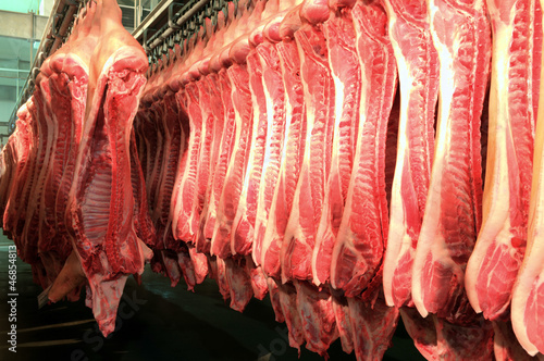 Photo: Fresh meat in a cold cut factory Fresh meat in a cold cut factory