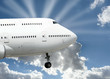plane with sunbeams
