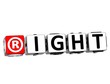 3D Right Button Click Here Block Text
