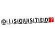 3D Disgusted Button Click Here Block Text