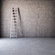 Blank dirty grunge wall with ladder