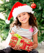 Girl holding a Christmas gift