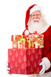 Happy Santa with Christmas gifts