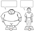 Illustration: Fat-Slim cartoon men. outline illustration. Fat-Slim cartoon men. outline illustration.