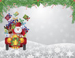 Santa and Reindeer Driving with Garland Illustration