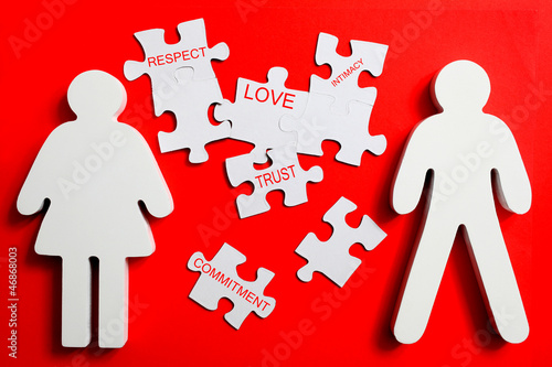 Photo: Puzzle pieces of a healthy relationship. Puzzle pieces of a healthy relationship.