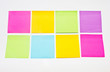 Photo: Colorful sticky notes on white background. Colorful sticky notes on white background.